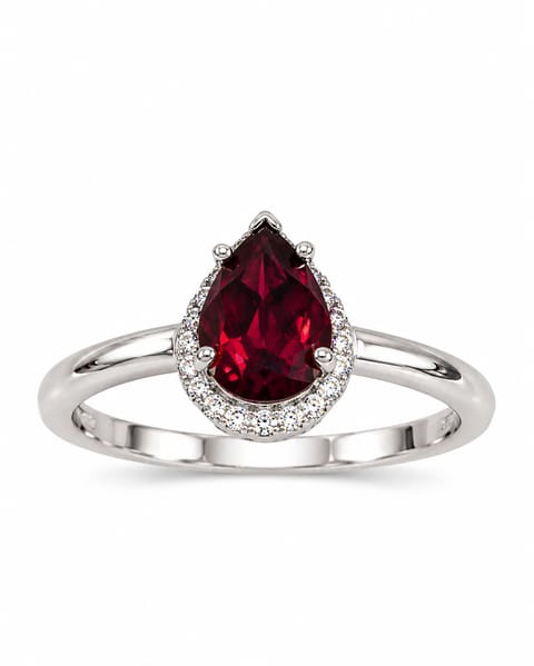 Sterling Silver Red and Clear CZ Ring