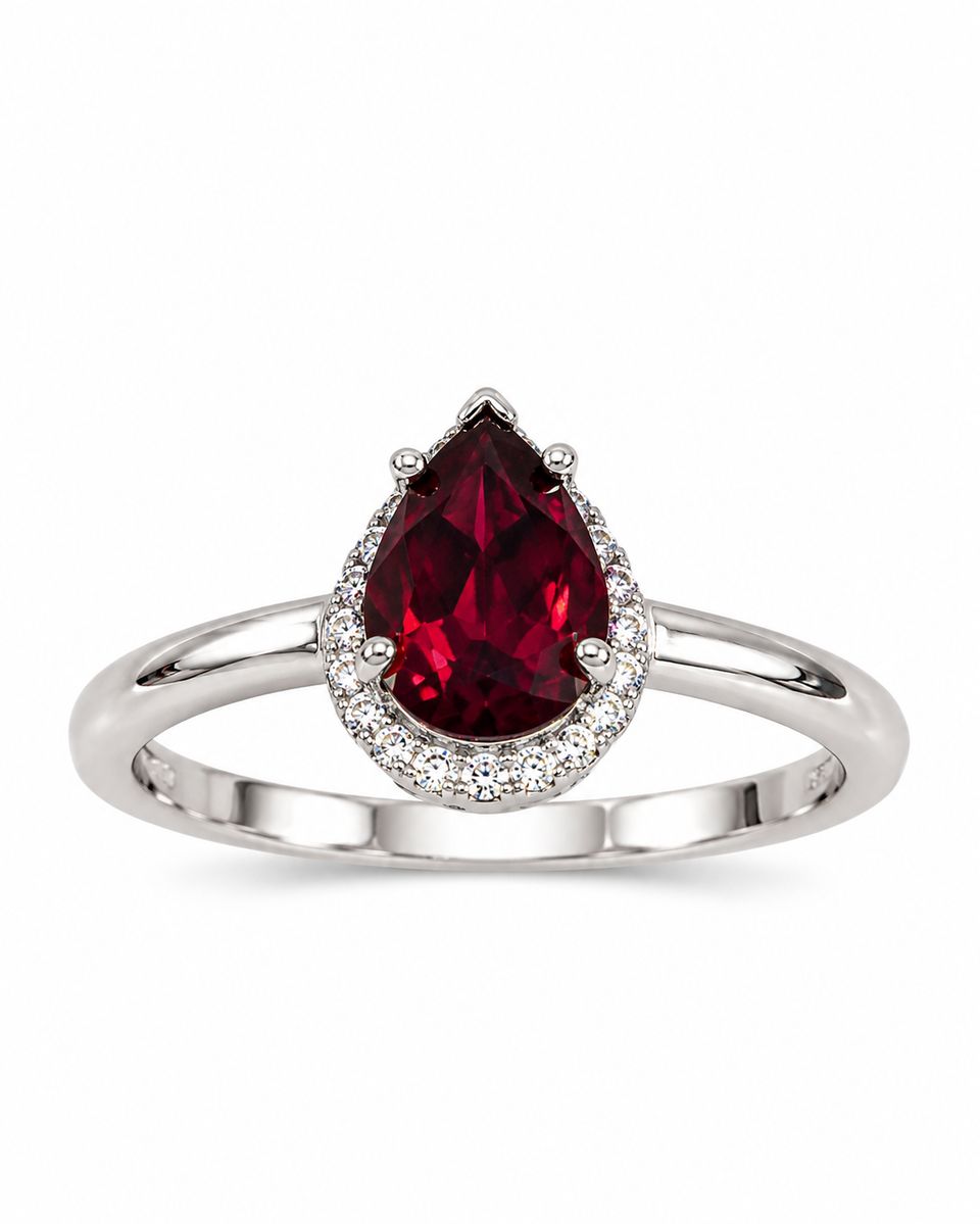Sterling Silver Red and Clear CZ Ring