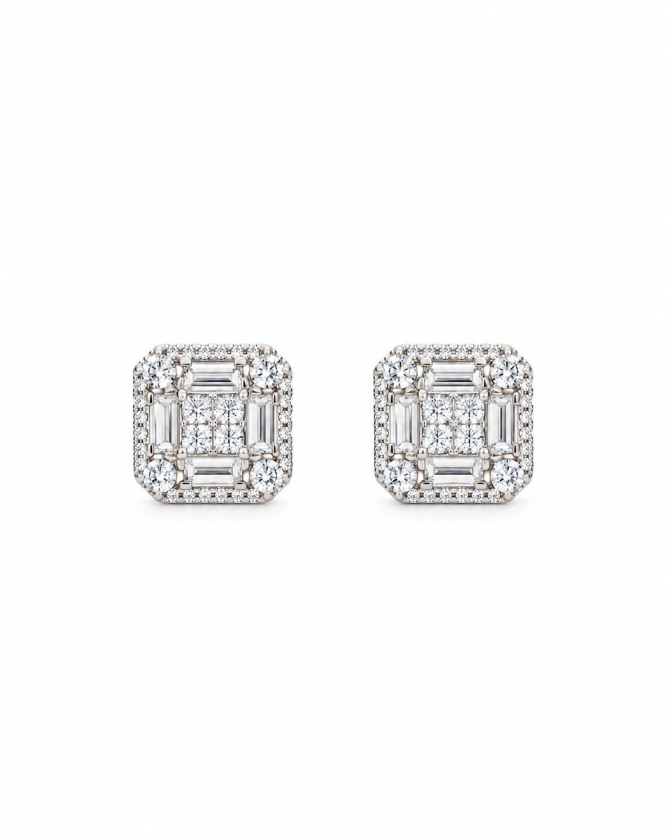 Sterling Silver Square Zirconia Earrings — photo 1 of 2