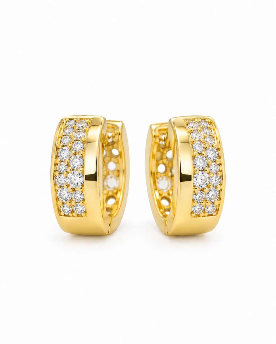 Gold-Plated Zirconia Hoop Earrings — photo 1 of 3