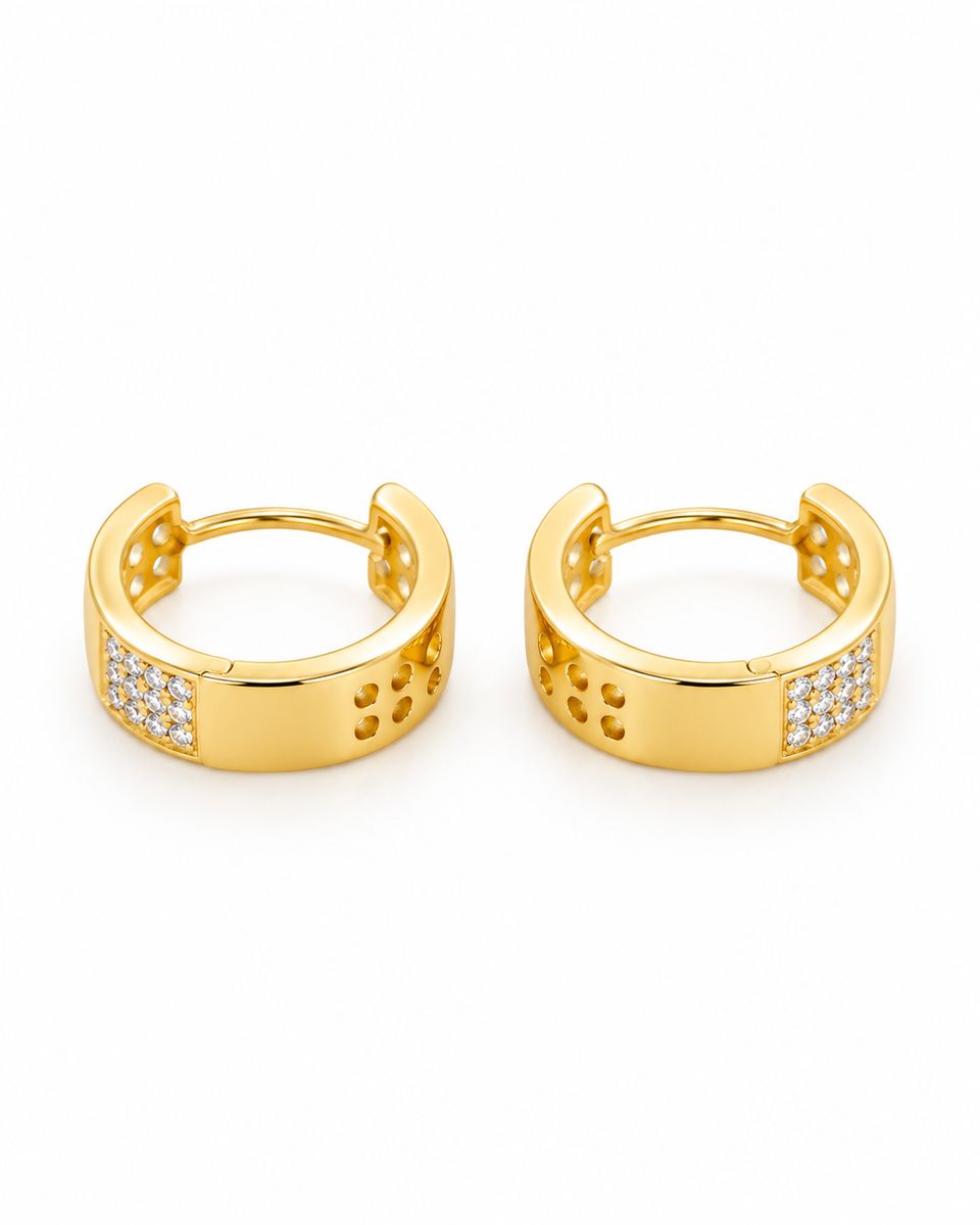 Gold-Plated Zirconia Hoop Earrings — photo 2 of 3