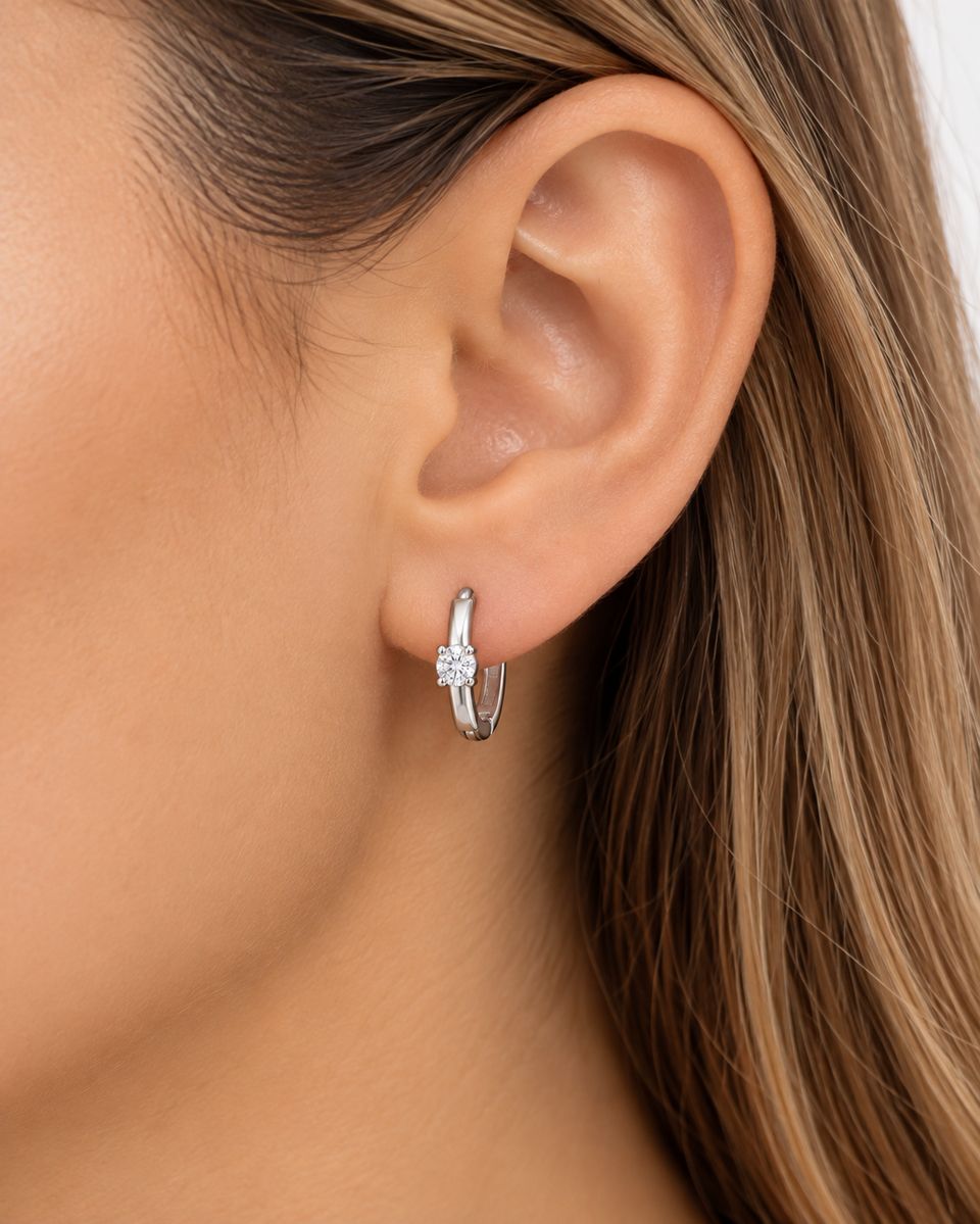 Silver 925 Zirconia Hoop Earrings — photo 2 of 2