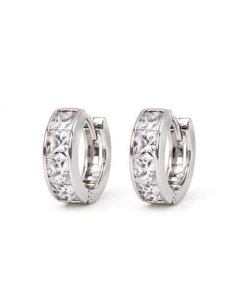 Silver 925 Zirconia Hoop Earrings