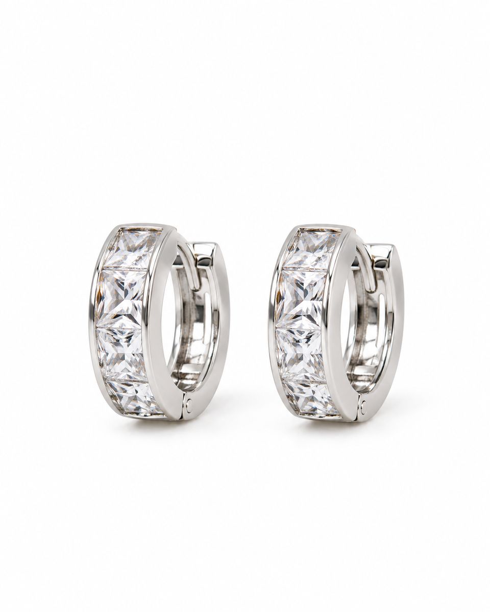 Silver 925 Zirconia Hoop Earrings — photo 1 of 2