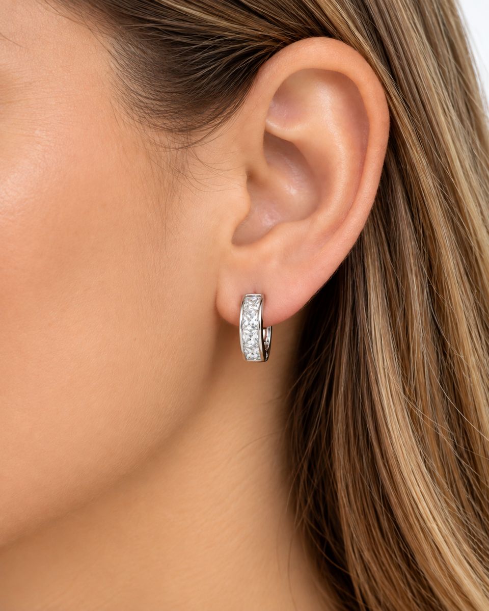 Silver 925 Zirconia Hoop Earrings — photo 2 of 2