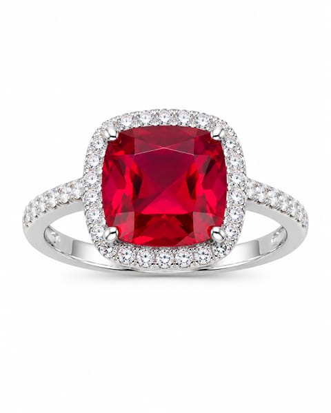 Sterling Silver Red Zirconia Ring