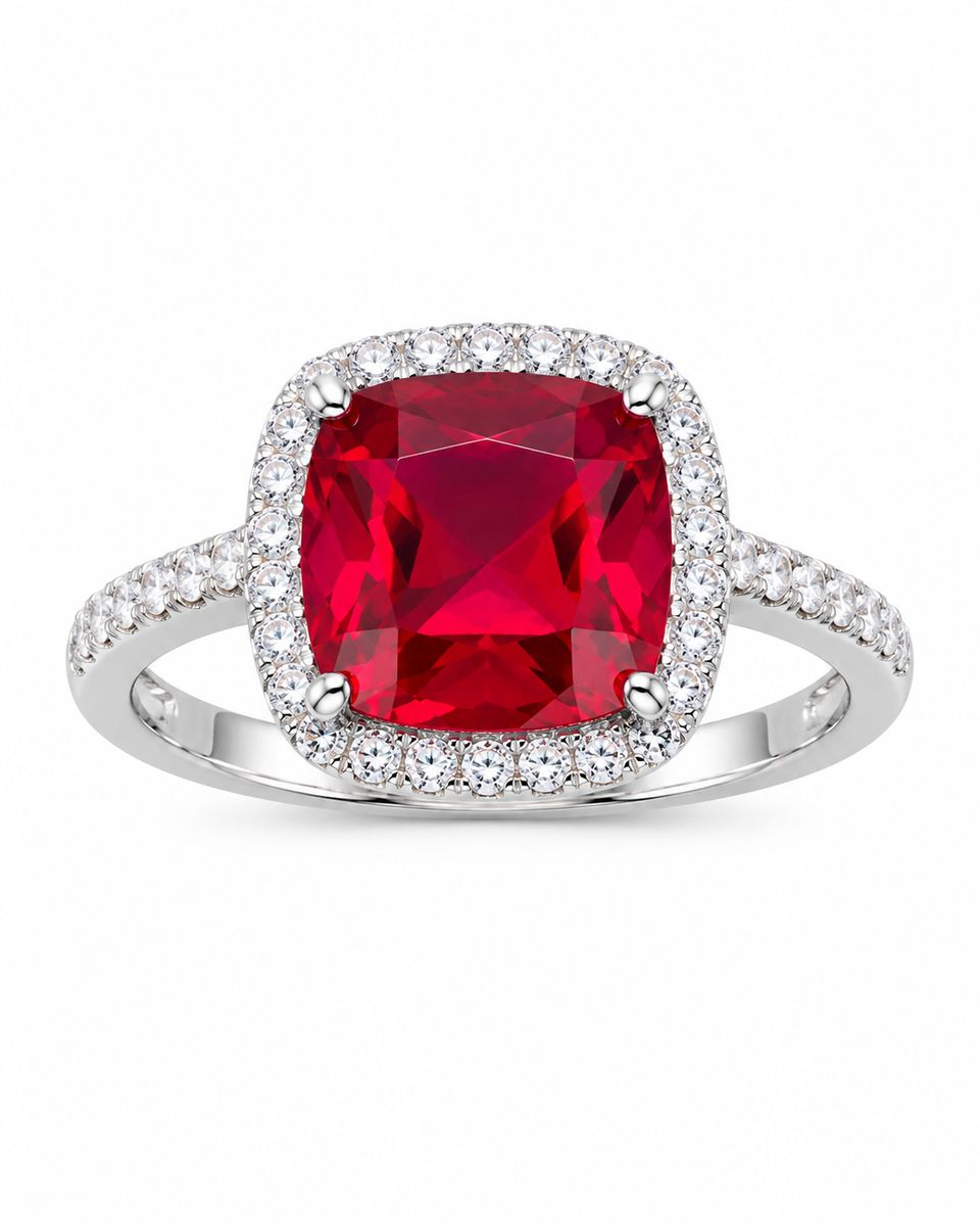 Sterling Silver Red Zirconia Ring — photo 1 of 2