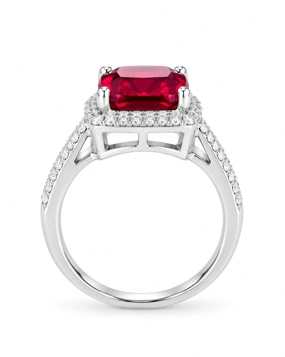 Sterling Silver Red Zirconia Ring — photo 2 of 2