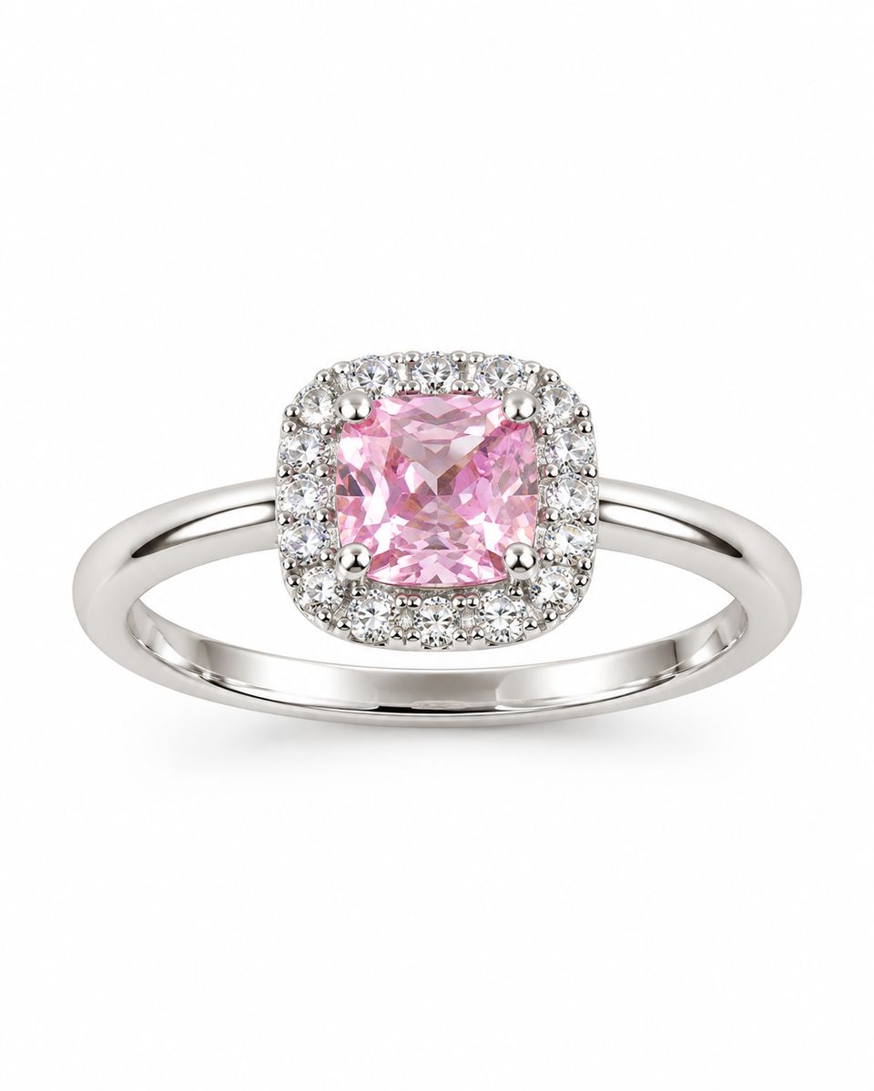 Sterling Silver Pink Zirconia Ring