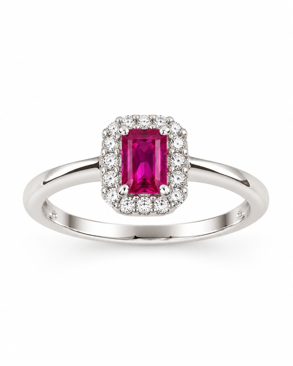 Sterling Silver Fuchsia Zirconia Ring