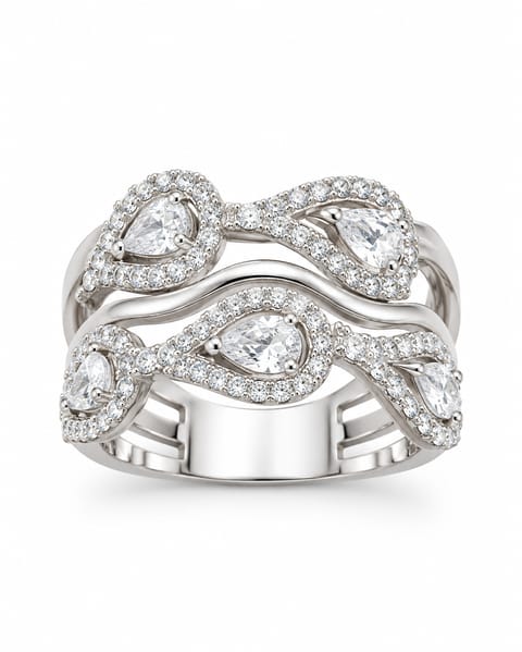 Sterling Silver Teardrop Zirconia Ring
