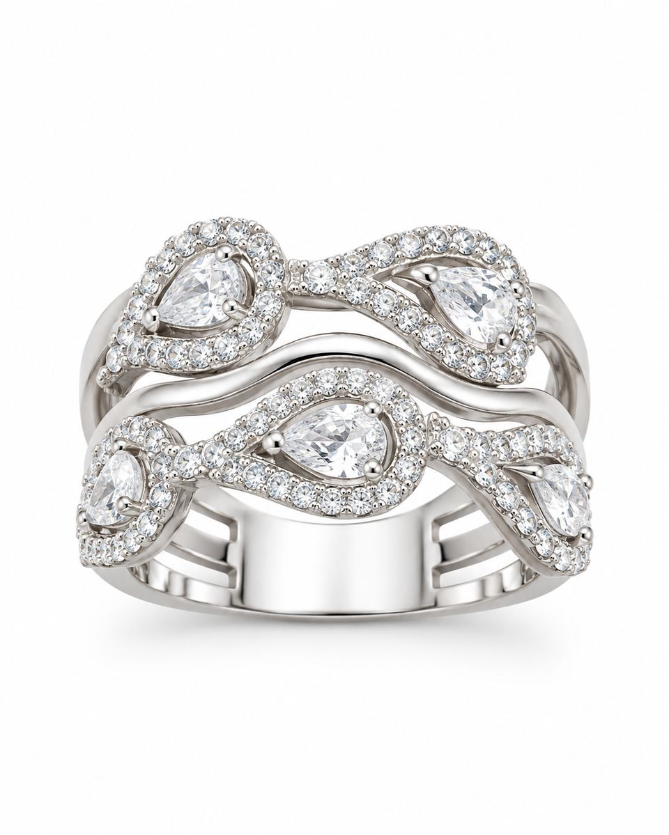 Sterling Silver Teardrop Zirconia Ring