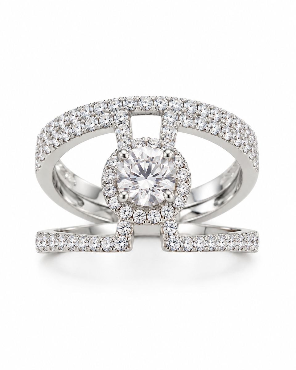 Sterling Silver Two-Ring Zirconia Set