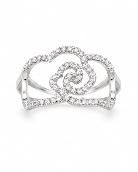 Anillo de Plata 925 Flor con Zirconias
