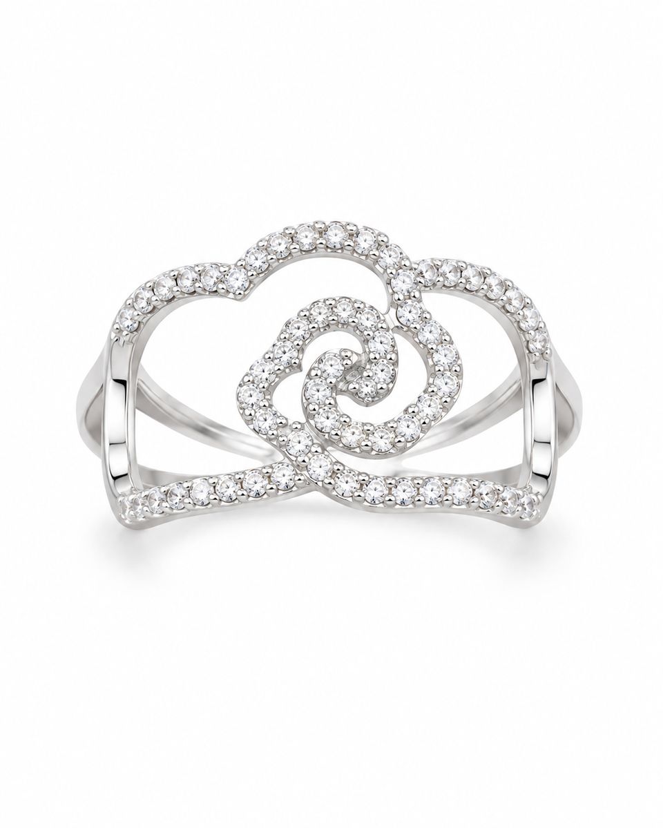 Sterling Silver Flower Zirconia Ring