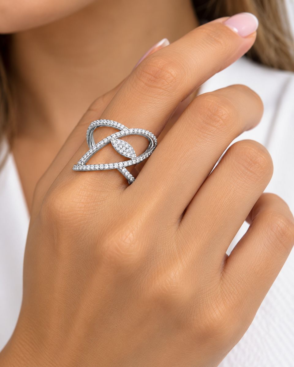 Sterling Silver Zirconia Statement Ring — photo 2 of 2