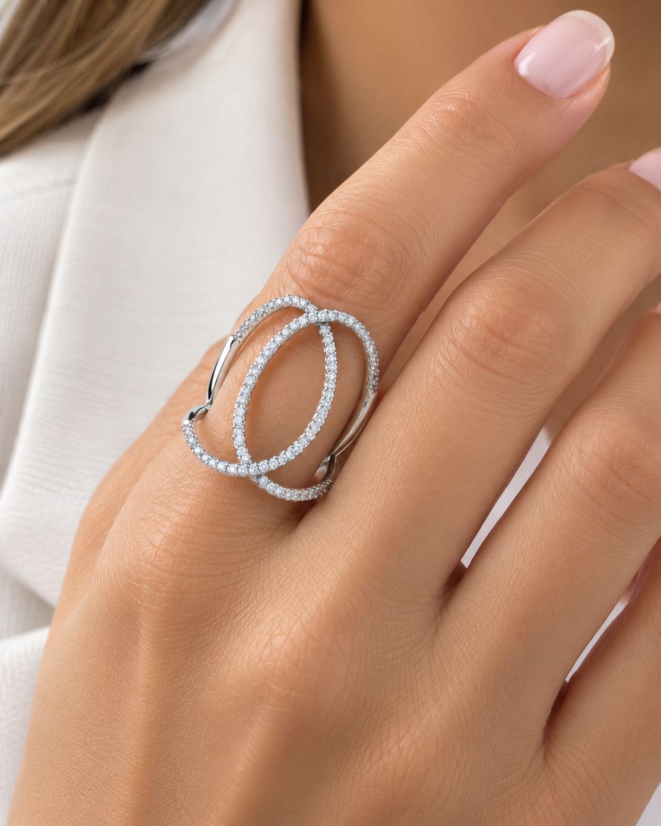 Sterling Silver Zirconia Statement Ring — photo 2 of 2