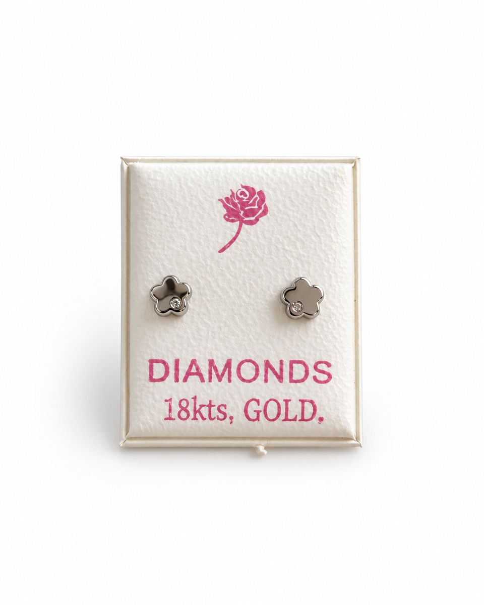 Italian White Gold Diamond Earrings — photo 1 of 3