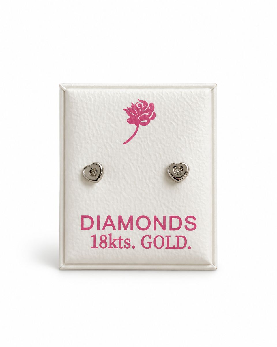 Aretes de Oro Blanco Italiano de 18k con Diamante — foto 1 de 3