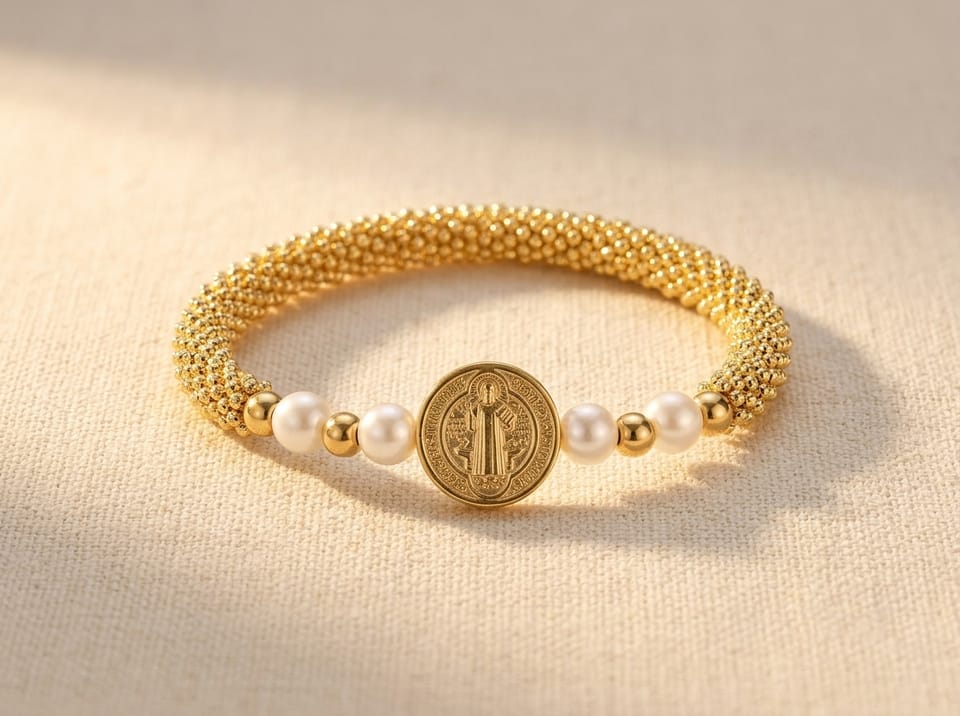 Saint Benedict Gold & Pearl Bracelet — photo 1 of 8