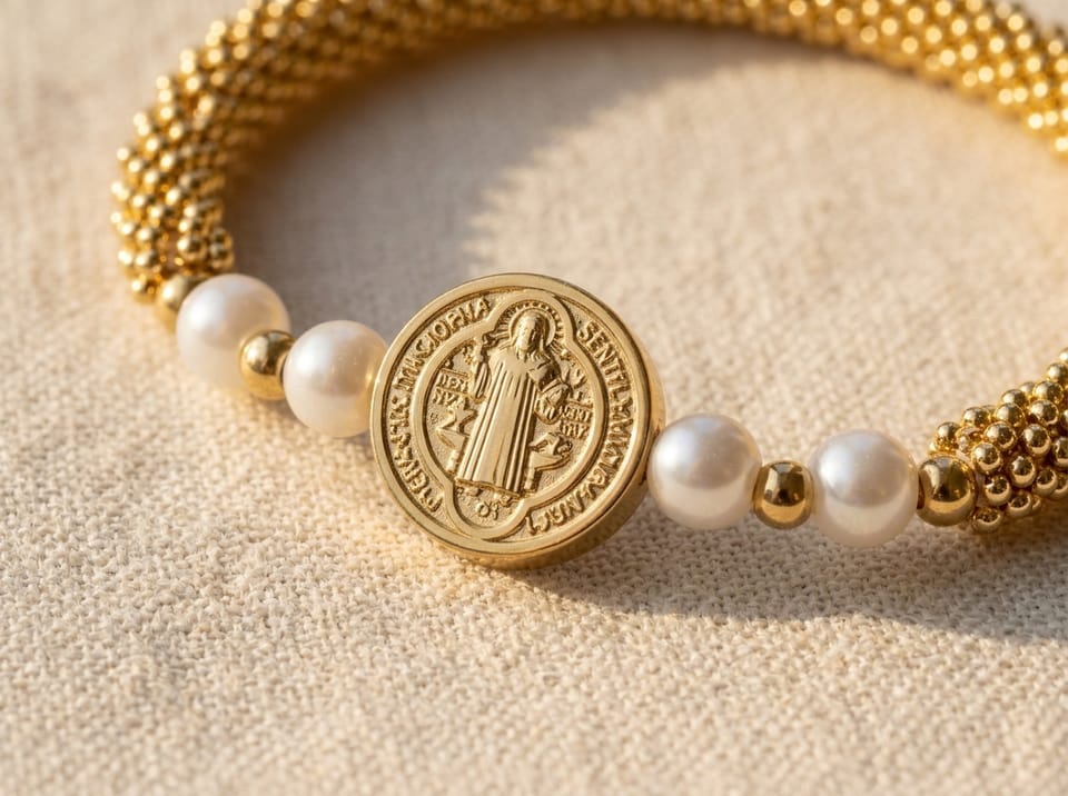Saint Benedict Gold & Pearl Bracelet — photo 2 of 8