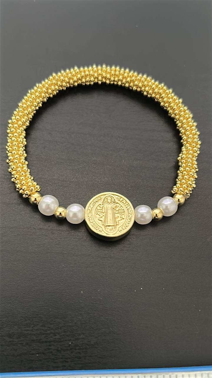 Saint Benedict Gold & Pearl Bracelet — photo 6 of 8