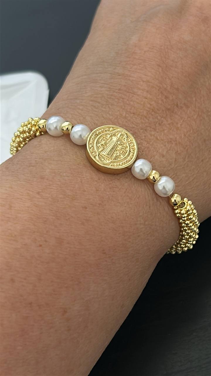 Saint Benedict Gold & Pearl Bracelet — photo 8 of 8