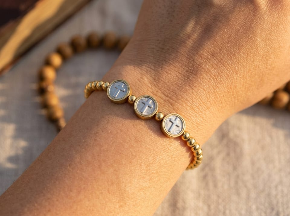 Triple Cross Gold Steel Bracelet — photo 5 of 8