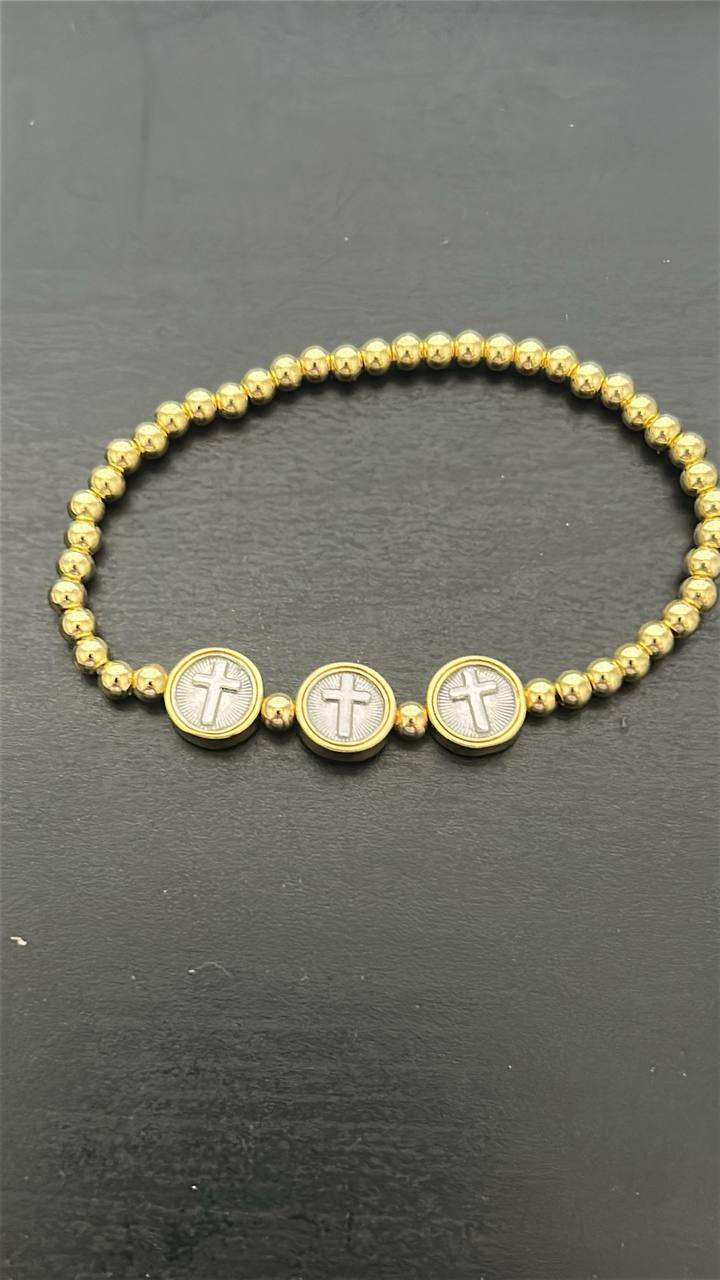 Triple Cross Gold Steel Bracelet — photo 6 of 8