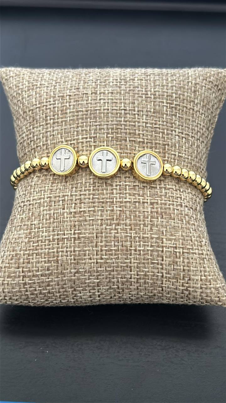 Triple Cross Gold Steel Bracelet — photo 7 of 8