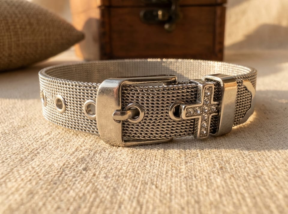 Mesh Cross Silver Steel Bracelet — photo 2 of 8