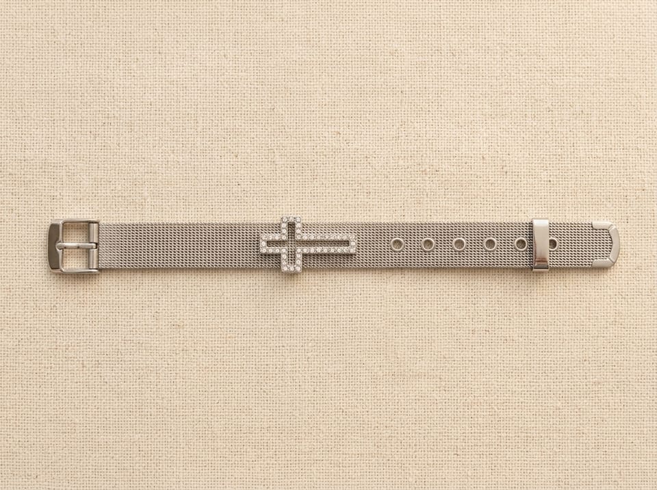 Mesh Cross Silver Steel Bracelet — photo 3 of 8
