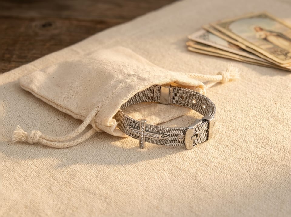 Mesh Cross Silver Steel Bracelet — photo 4 of 8