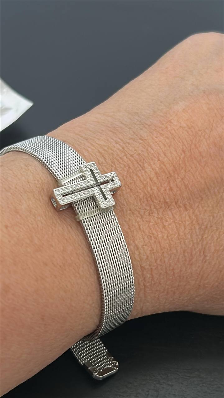 Mesh Cross Silver Steel Bracelet — photo 8 of 8
