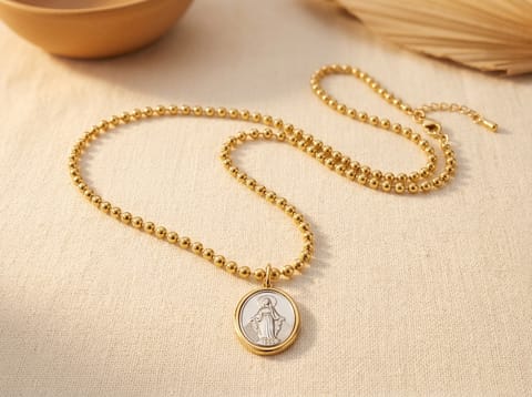 Miraculous Medal Gold Chain Necklace