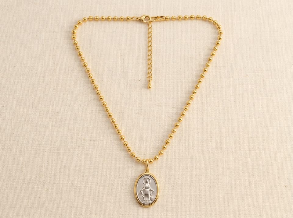 Miraculous Medal Gold Chain Necklace — photo 3 of 9