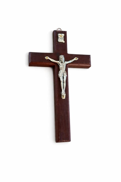 Wooden Crucifix with Silver-Tone Corpus